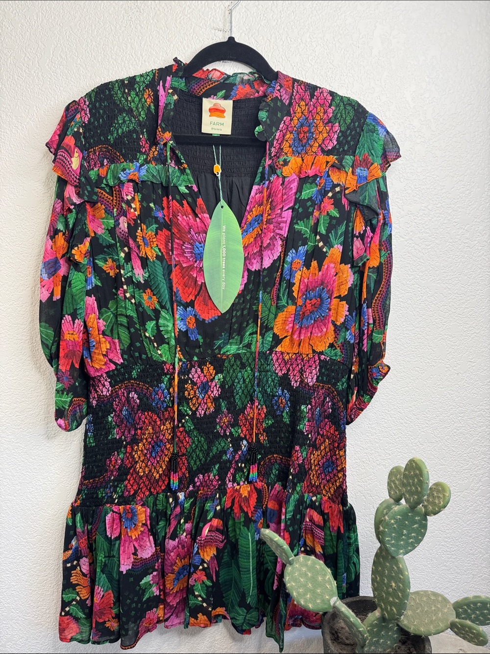 Farm Rio blooming Garden smocked dress size XL NWT